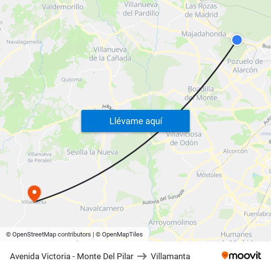 Avenida Victoria - Monte Del Pilar to Villamanta map