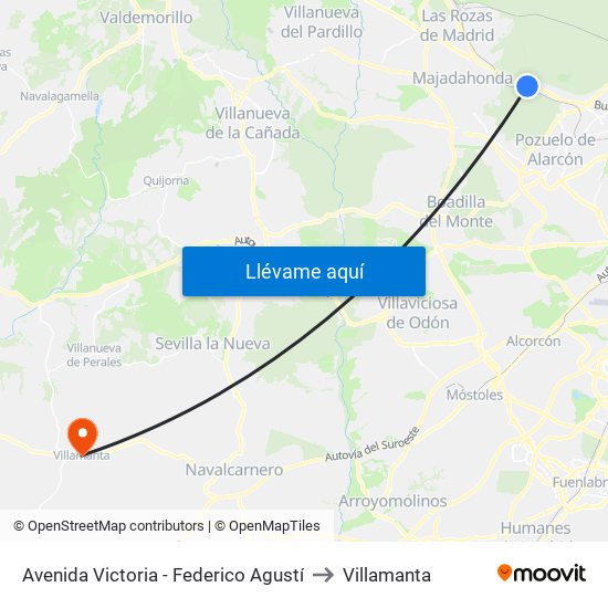 Avenida Victoria - Federico Agustí to Villamanta map
