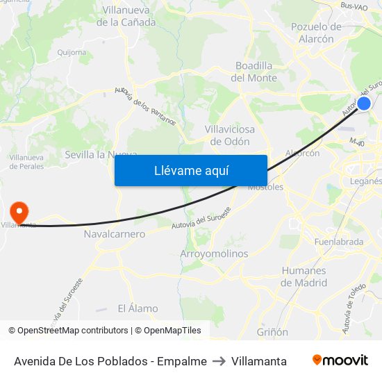 Avenida De Los Poblados - Empalme to Villamanta map