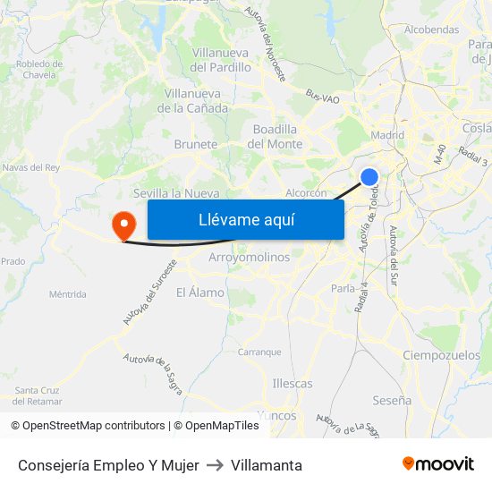 Consejería Empleo Y Mujer to Villamanta map