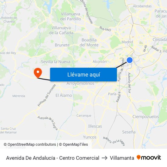 Avenida De Andalucía - Centro Comercial to Villamanta map