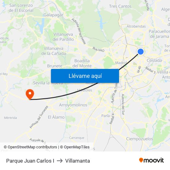 Parque Juan Carlos I to Villamanta map