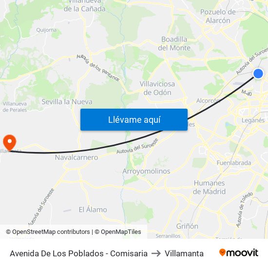 Avenida De Los Poblados - Comisaria to Villamanta map