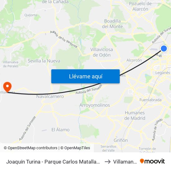 Joaquín Turina - Parque Carlos Matallanas to Villamanta map