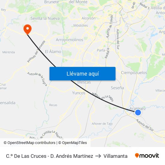 C.º De Las Cruces - D. Andrés Martínez to Villamanta map
