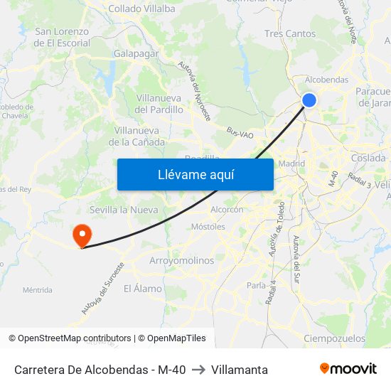 Carretera De Alcobendas - M-40 to Villamanta map