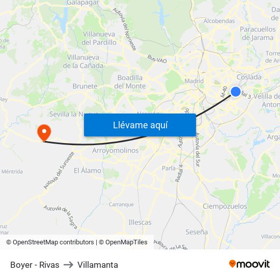 Boyer - Rivas to Villamanta map