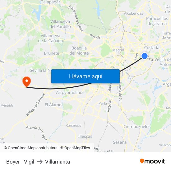 Boyer - Vigil to Villamanta map