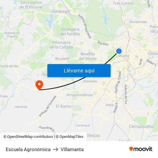 Escuela Agronómica to Villamanta map