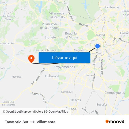 Tanatorio Sur to Villamanta map