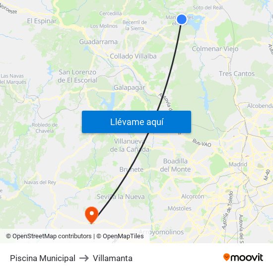Piscina Municipal to Villamanta map