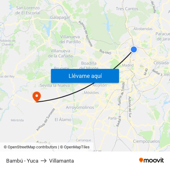 Bambú - Yuca to Villamanta map