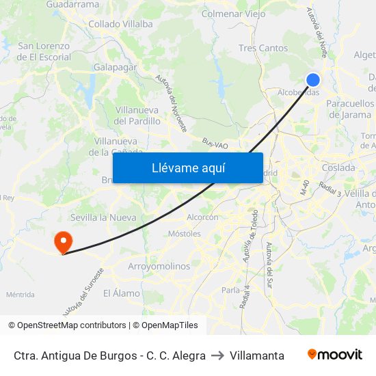 Ctra. Antigua De Burgos - C. C. Alegra to Villamanta map