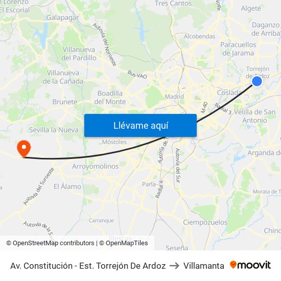 Av. Constitución - Est. Torrejón De Ardoz to Villamanta map