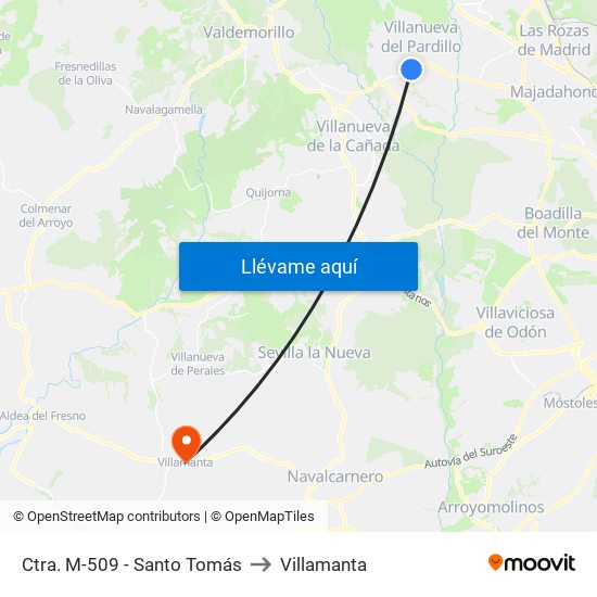 Ctra. M-509 - Santo Tomás to Villamanta map