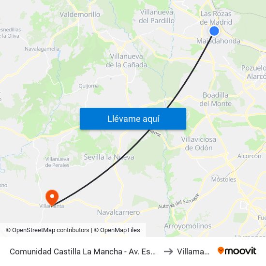 Comunidad Castilla La Mancha - Av. España to Villamanta map