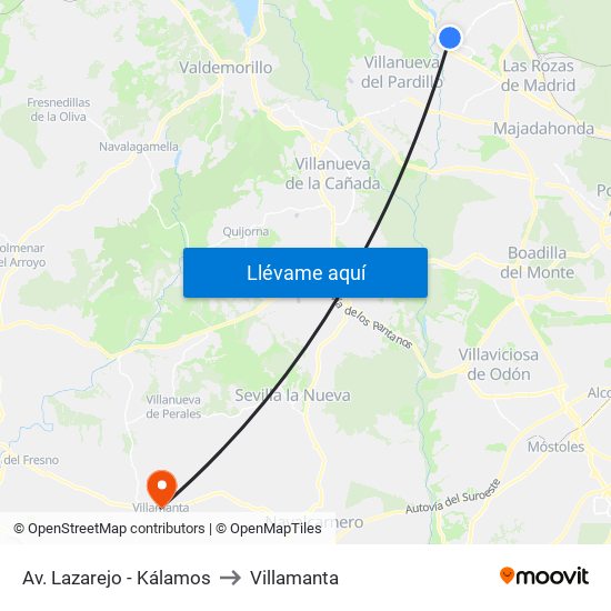 Av. Lazarejo - Kálamos to Villamanta map