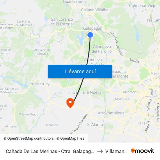 Cañada De Las Merinas - Ctra. Galapagar to Villamanta map