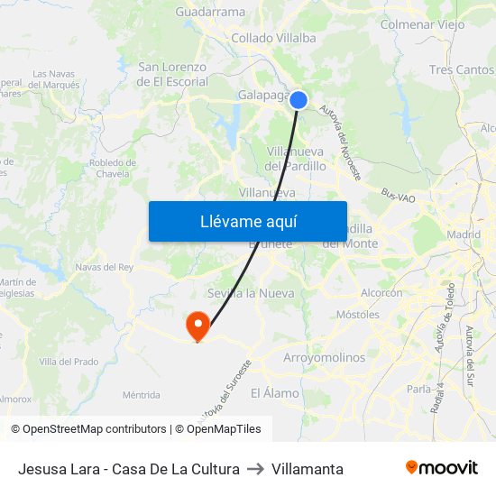 Jesusa Lara - Casa De La Cultura to Villamanta map