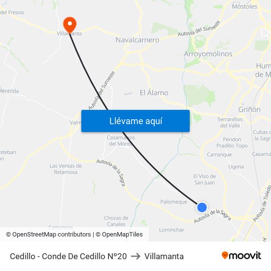 Cedillo - Conde De Cedillo Nº20 to Villamanta map