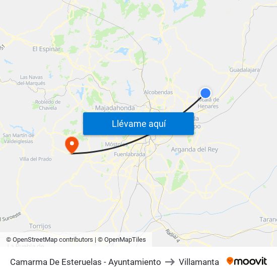 Camarma De Esteruelas - Ayuntamiento to Villamanta map