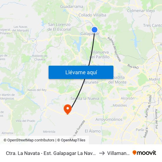 Ctra. La Navata - Est. Galapagar La Navata to Villamanta map