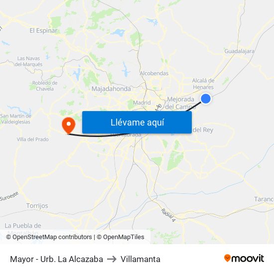 Mayor - Urb. La Alcazaba to Villamanta map