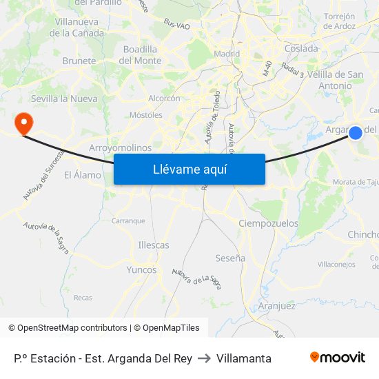 P.º Estación - Est. Arganda Del Rey to Villamanta map