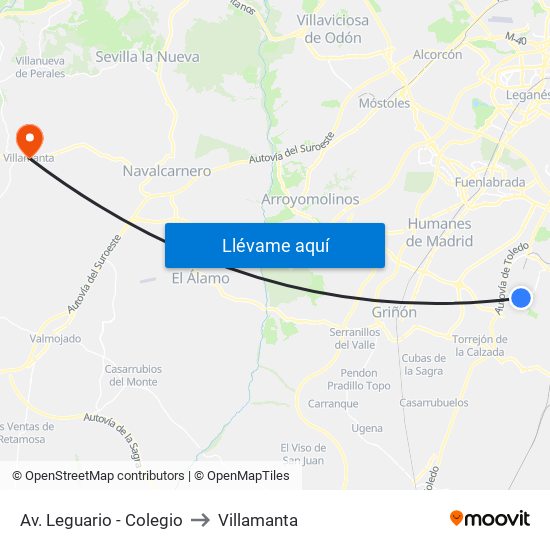 Av. Leguario - Colegio to Villamanta map