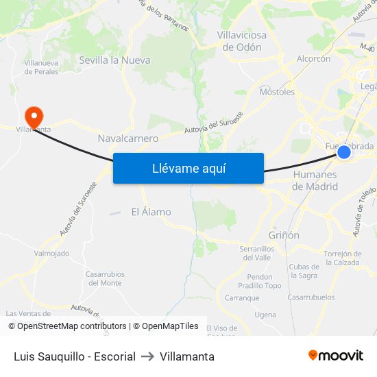 Luis Sauquillo - Escorial to Villamanta map