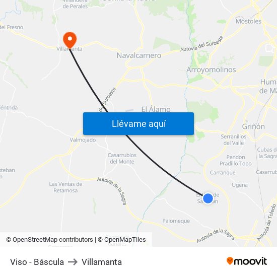 Viso - Báscula to Villamanta map