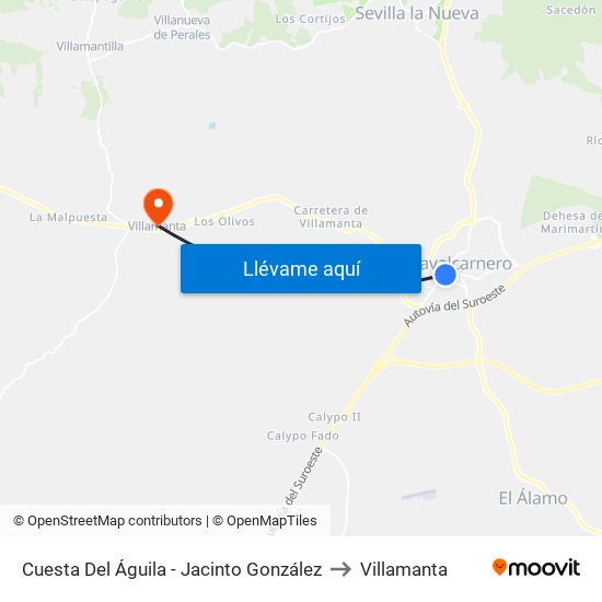Cuesta Del Águila - Jacinto González to Villamanta map
