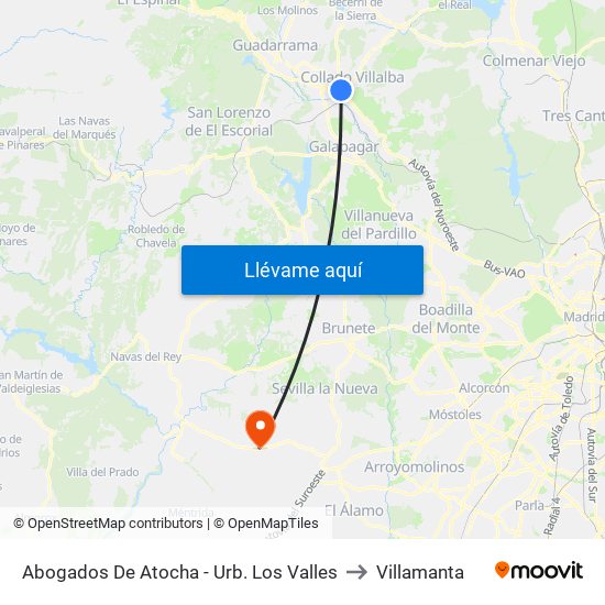 Abogados De Atocha - Urb. Los Valles to Villamanta map