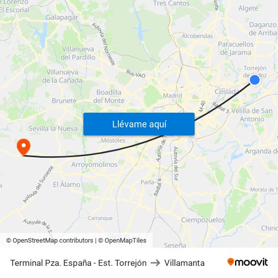 Terminal Pza. España - Est. Torrejón to Villamanta map