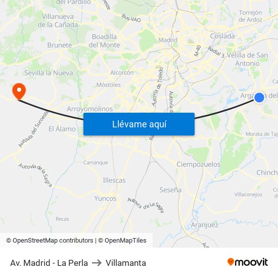 Av. Madrid - La Perla to Villamanta map