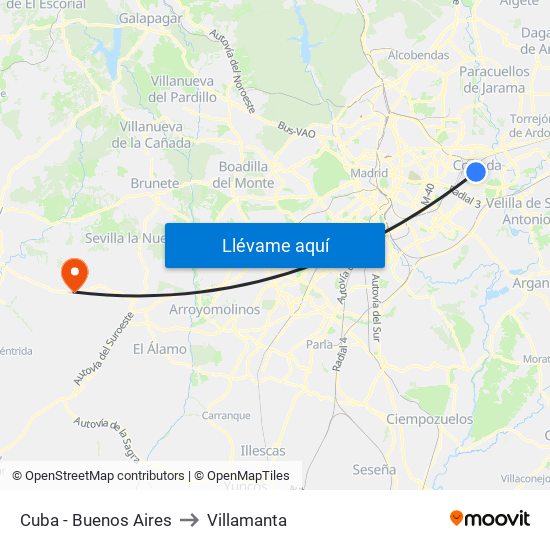 Cuba - Buenos Aires to Villamanta map