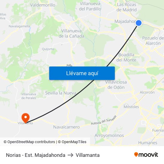 Norias - Est. Majadahonda to Villamanta map