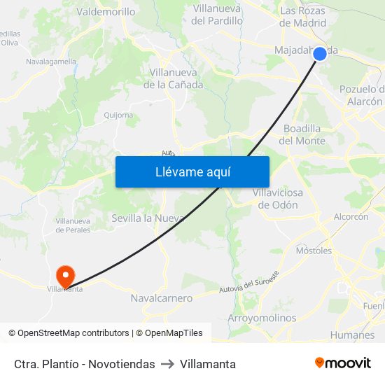 Ctra. Plantío - Novotiendas to Villamanta map