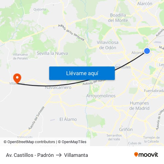 Av. Castillos - Padrón to Villamanta map