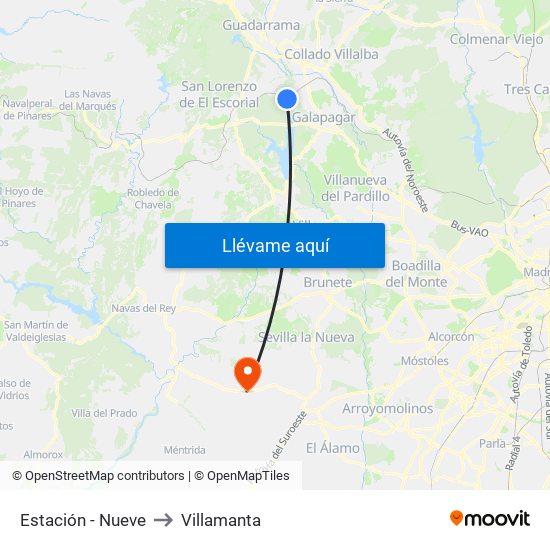 Estación - Nueve to Villamanta map