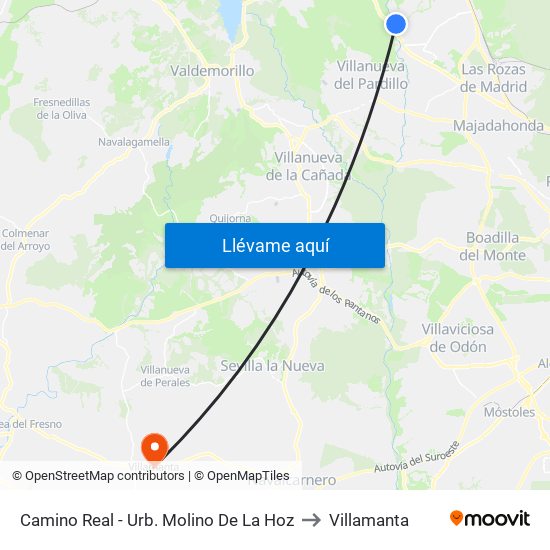 Camino Real - Urb. Molino De La Hoz to Villamanta map