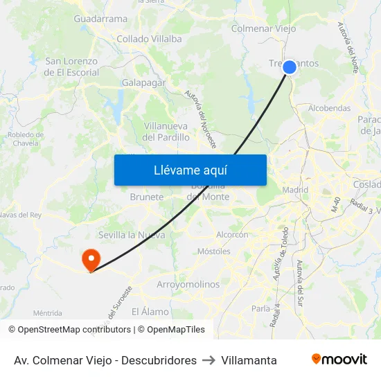 Av. Colmenar Viejo - Descubridores to Villamanta map