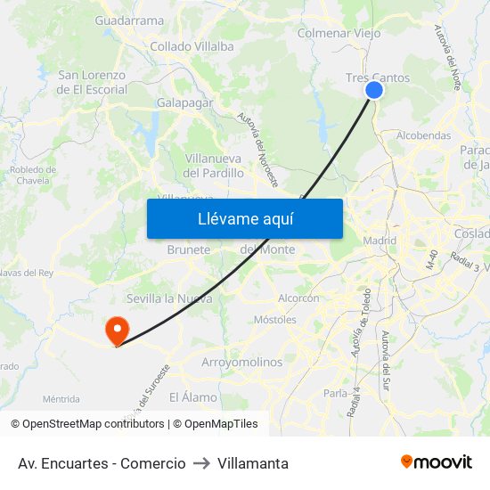 Av. Encuartes - Comercio to Villamanta map