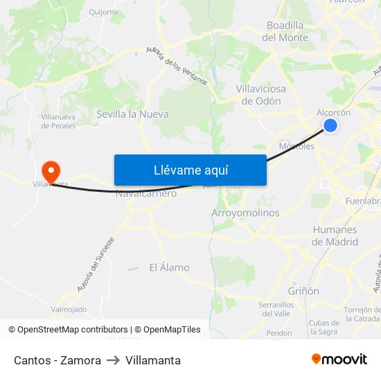 Cantos - Zamora to Villamanta map