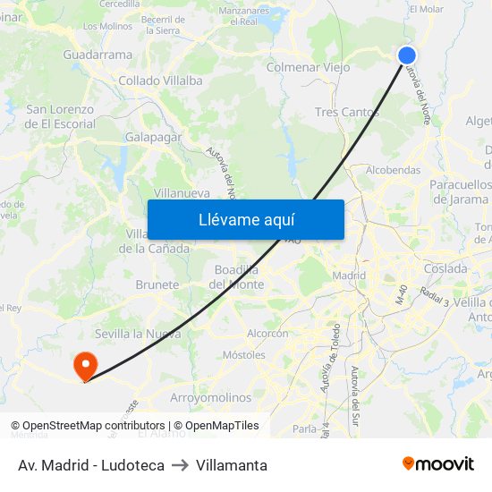 Av. Madrid - Ludoteca to Villamanta map
