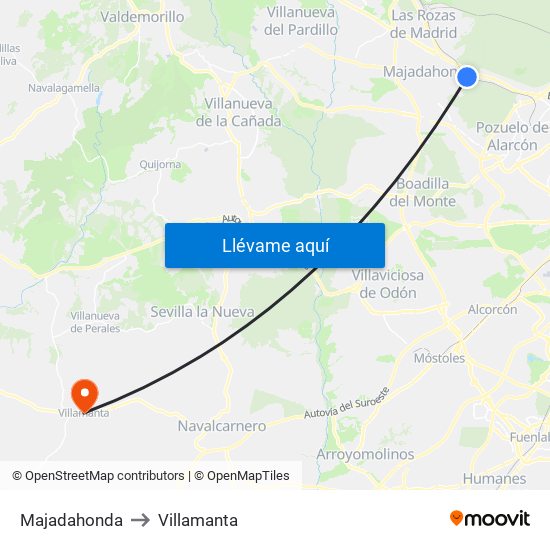 Majadahonda to Villamanta map