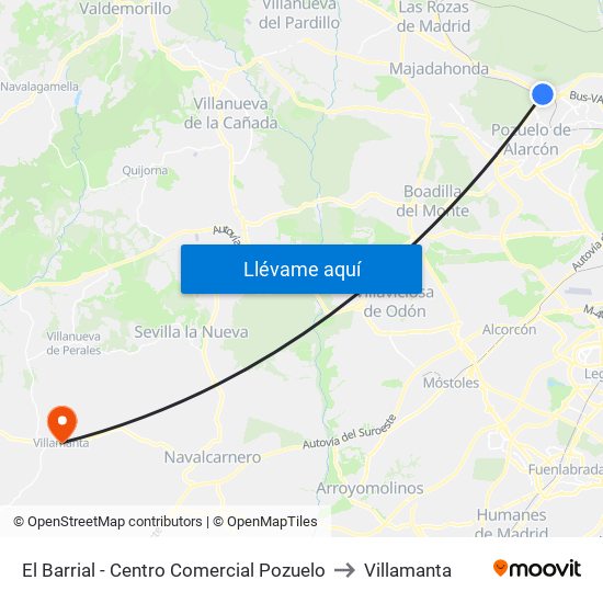 El Barrial - Centro Comercial Pozuelo to Villamanta map