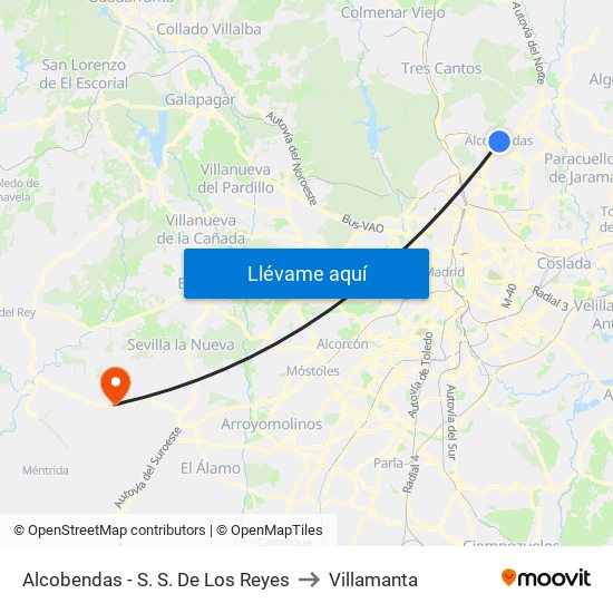 Alcobendas - S. S. De Los Reyes to Villamanta map