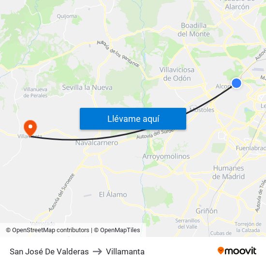San José De Valderas to Villamanta map