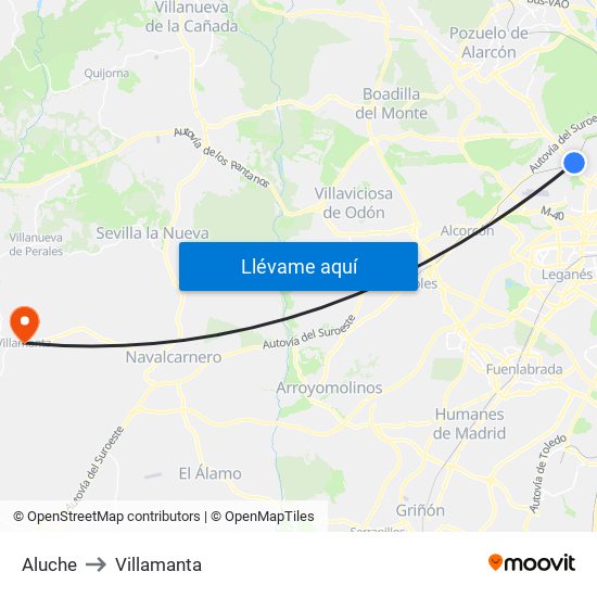 Aluche to Villamanta map